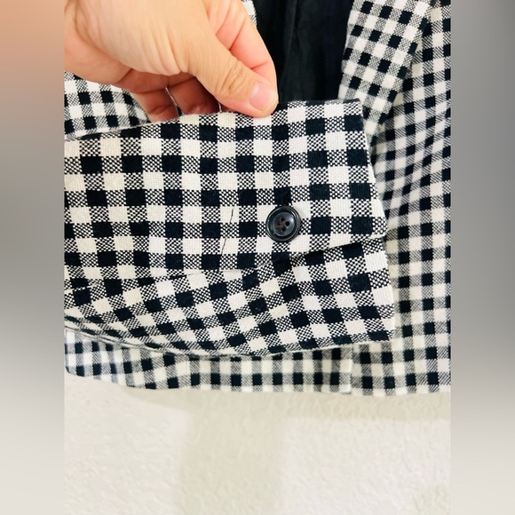 ZARA BLACK SINGLE BREASTED LAPEL COLLAR GINGHAM CROPPED BLAZER SIZE Med - Picture 5 of 12